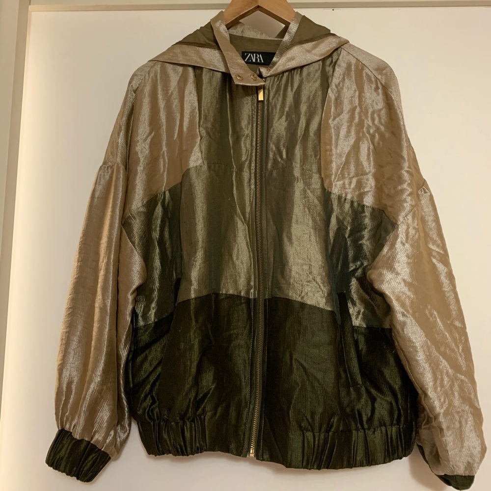 ZARA Hooded silk bomber